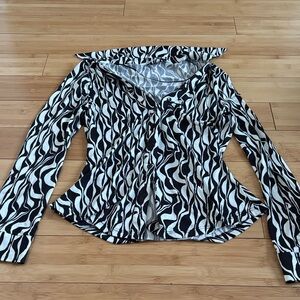 Zara Black and White Patterned Button Down Shirt